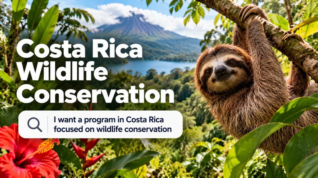 Costa Rica Wildlife Conservation. Search: I want a program in Costa Rica focused on wildlife conservation.