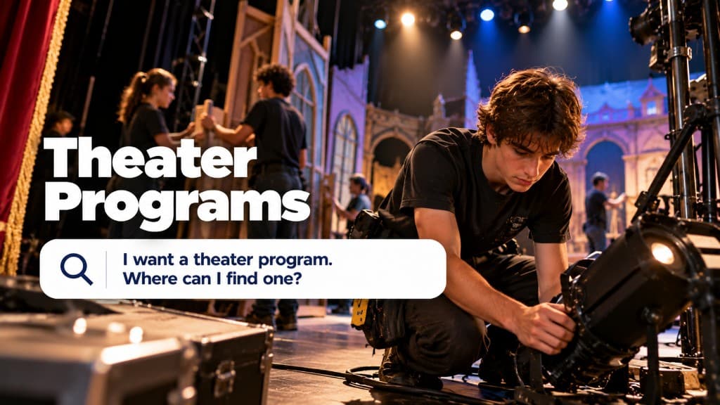 Theater Programs. Search: I want a theater program. Where can I find one?
